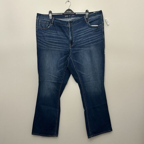 Old Navy Mid Rise Kicker Bootcut Jeans Womens Size 26 Long Dark Blue Denim NEW - Picture 1 of 10